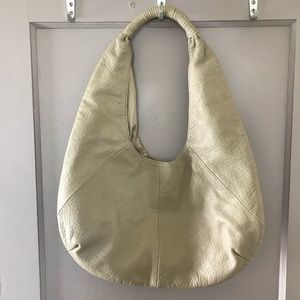 Anthropologie Pebbled Leather Slouchy Oversized Bag Beige. Like new